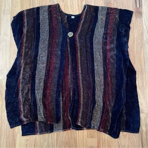 Navy striped one button vest poncho size 1X
